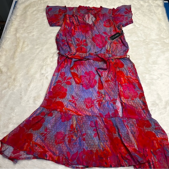 NWT APNY Short Sleeve Dress With Smocked Shoulder Detailing hexabloom size XXL‎ - Picture 3 of 6